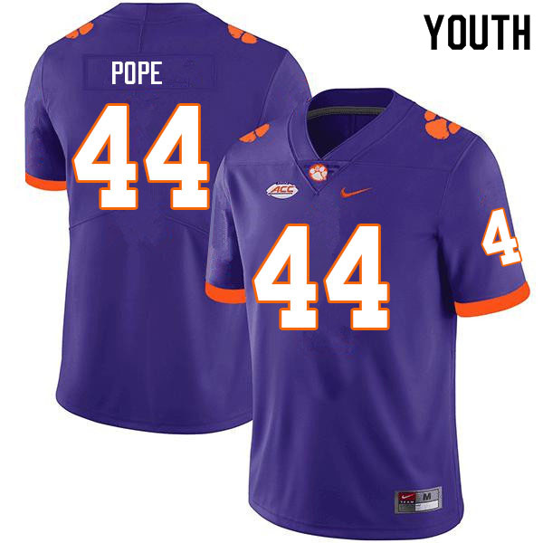 Youth #44 Banks Pope Clemson Tigers College Football Jerseys Sale-Purple - Click Image to Close